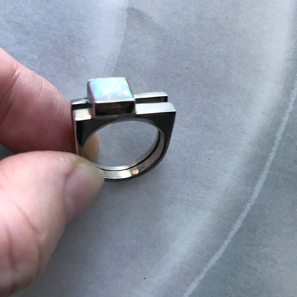 Fire Opal Chantyes Silver Ring size 8 - Picture 2 of 3